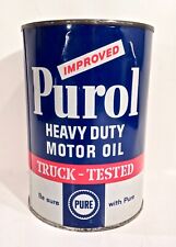Vintage Pure Oil Purol One 1 Quart Metal Advertising Oil Can Sign Nice Can c picture