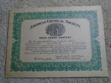 1930 AMERICAN CHEMICAL SOCIETY High School Essay Contest Certificate, 1st Prize  picture