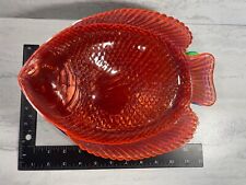 6 Vintage Fish Shaped Plate Dinner Lunch Plates Plastic Serveware picture