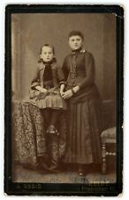 CIRCA 1870'S CDV Two Young Women Youngest sitting On Table Ossig Heide, Germany picture