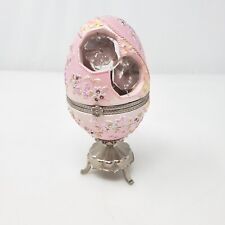 Pink Jeweled Egg Trinket Box Pink Bejeweled Crystal Perfume Bottle Container picture