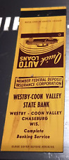 VINTAGE MATCHBOOK CHASEBURG WISCONSIN WESTBY COON VALLEY STATE BANK C97 picture