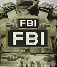 FBI EMB PATCH 4X10 AND 2X5 HOOK ON BACK BLACK/WHITE picture