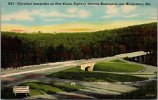 Vtg Alabama AL Cloverleaf Intersection between Birmingham & Montgomery Postcard picture