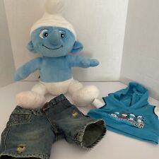 Build a Bear Smurf Blue Plush Doll Stuffed Toy with Outfit Top & Shorts 17