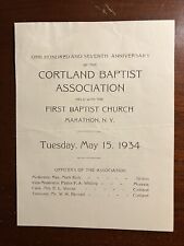 Cortland Baptist Association First Baptist Church Marathon NY 1934 Program picture