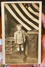RPPC Photo Boy Orison Stieringer c1918 Flag Patriotic Greenfield's Cincinnati OH picture