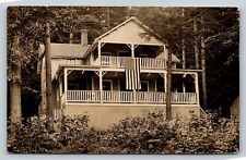 Classic Image RPPC House w/ 48 Star United States Flag ANTIQUE Postcard c1912-18 picture