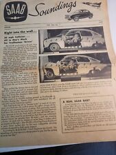 1968 SAAB SOUNDINGS Vol XIII #1 Motor Newsletter 4 Pages Pictures Black& White picture