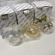 Lot Of 3 Princess House Crystal Christmas Ornaments Snowflake Holly Bows Round picture