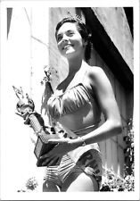 Pretty woman Beauty Pageant Miss California w/crown and trophy Found Photo V0444 picture