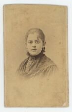 Antique Trimmed CDV Circa 1870s Beautiful Young Woman Stunning Dress Hudson, NY picture