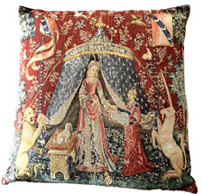 VTG Goblys France Tapestry Pillow Medieval Lady W Unicorn Design 18