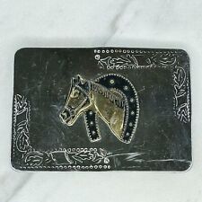 Vintage Equestrian Western Horse Horseshoe Belt Buckle picture