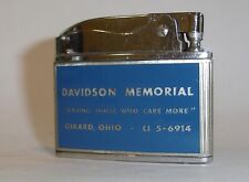 * Vintage * DAVIDSON MEMORIAL GIRARD OHIO Funeral Flat Advertising Lighter picture