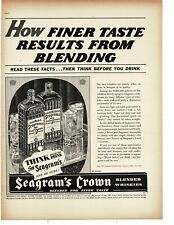 1937 Seagram's 7 5 Crown Whiskey bottles glass on serving tray art Vintage Ad picture