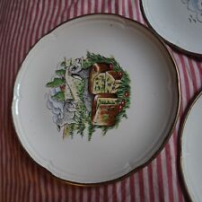 3~Vintage Specialty Porcelain Ceramic French Cheese Plates~w Fun Goats~7  1/4