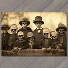 👻 POSTCARD Weird Creepy Kids Family Vintage Vibe Masks Halloween Cult Unusual picture