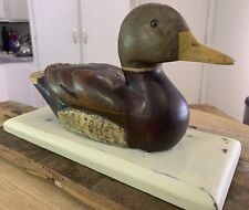 Vintage One Of A Kind Hand Carved Painted Wooden Duck On A Board Man Cave Vibes. picture