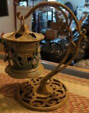 Vintage Cast Iron Painted Metal Tea Light Candle Lantern Candle Holder & Stand  picture