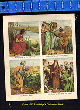 Baby Moses, Burning Bush, Miracles -1867 Routledge Children's Bible Story Print picture