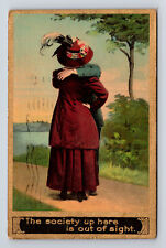 c1910 Gold Border Romance The Society Up Here Is Out Of Sight Man Woman Postcard picture