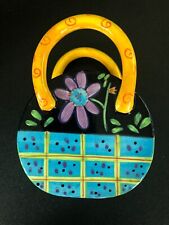 Milson and Louis Hand Painted Flower Purse Planter Vase, Colorful Modern Art picture