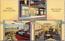 c1940s Eau Claire, Wisconsin Postcard HOTEL EAU CLAIRE Curteich Deckled Linen picture