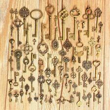 69pcs Antique Vintage Art Look Bronze Skeleton Keys Fancy Heart Bow Pendan Decor picture