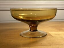 Vintage 6” Glass Amber Compote With Clear Stem picture