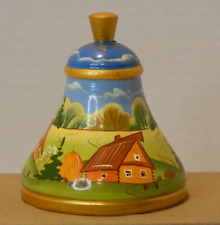 Vintage Handcrafted Wooden Bell Lacquer Painted Russia Farm Vologda picture
