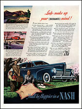 1940 Nash Automobile arrow flight ride family picnic vintage art print ad L32 picture