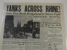 VINTAGE NEWSPAPER HEADLINES ~ WORLD WAR 2  US ARMY GERMAN RHINE RIVER WWII  1945 picture