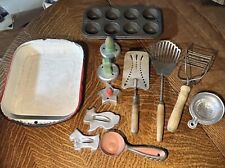 Antique/Vintage Farmhouse Kitchen Utensils & Pans & Tools Lot Of 13 Pieces picture