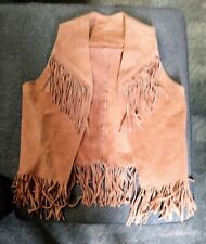 Vintage Medium size Unsex Western Suede Vest. Has Fringe in front and back. picture