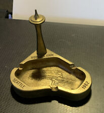 SEATTLE WORLD'S FAIR • SPACE NEEDLE • 1962 MONORAIL • BRASS ASHTRAY • CENTURY 21 picture