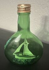 Vintage Ship in a Green Bottle Small Nautical Sailing Decor 5in picture