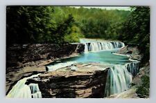Castile NY- New York, Lower Falls, Letchworth State Park, Vintage c1954 Postcard picture