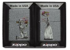 Zippo Skeleton Flowers Iron Stone Gift Set Pocket Lighters 28987-000009 picture