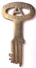 Folger Adam Co. Prison Jail Key Joliet, ILL. Bronze Circa 1940 Jacksonville, FL picture