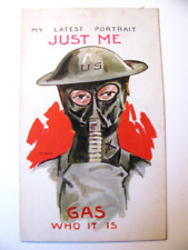 Antique Original WWI Era Post Card, Gas Mask, 