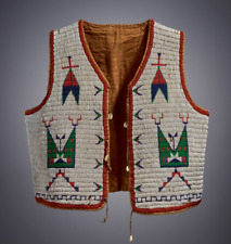 Old American Style Handmade Lakota Beaded Front Powwow War  Size M Vest BV707 picture
