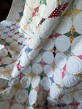 Vintage 1930’s Hummingbird Snowball Feed Sack Quilt 96 X 92 picture
