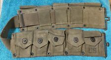 Vintage US Army Military 30 Cal M1 Garand 10 Pocket Ammo Belt - OD - Ships Free picture