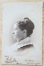 Stoneham, MA Cabinet Card Woman in profile with high lace collar, by A.J. Nowell picture
