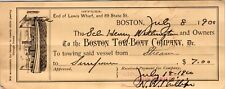 1900 Boston Tow Boat Company Antique Billhead Receipt Maritime Henry Worthington picture