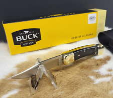 Buck 110 Folding Hunter Knife w/ Sheath Ebony Wood U.S.A. 0110BRS-B # 9210 picture