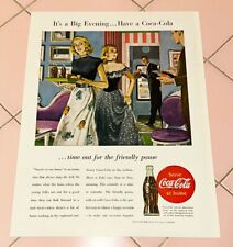 1946 Coca Cola Ad Coke Big Evening Entertaining At Home Snacks 6 oz Bottles picture