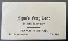 Flynn's Ferry Boat To Bird Sanctuary Business Card Quebec Francis Canada picture