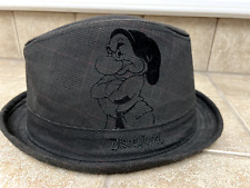 Disney Disneyland Seven Dwarfs GRUMPY Fedora Hat Dark Plaid Adult Size RARE picture